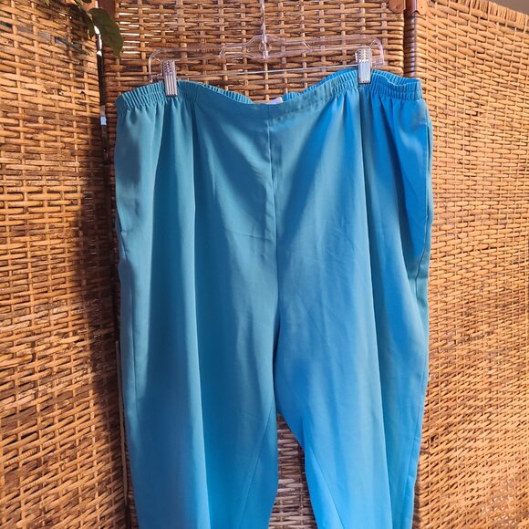 Draper's and Damon's Turquois Blue Pants Size 2X Elastic Waist Pockets - Picture 6 of 6